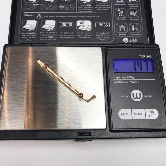 Vintage 2.06in 12K Gold Filled Alice Caviness Signed Golf Club Bar Brooch Pin - Picture 3 of 10